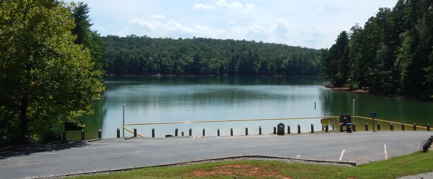 View of Philpott Lake from the parking area.