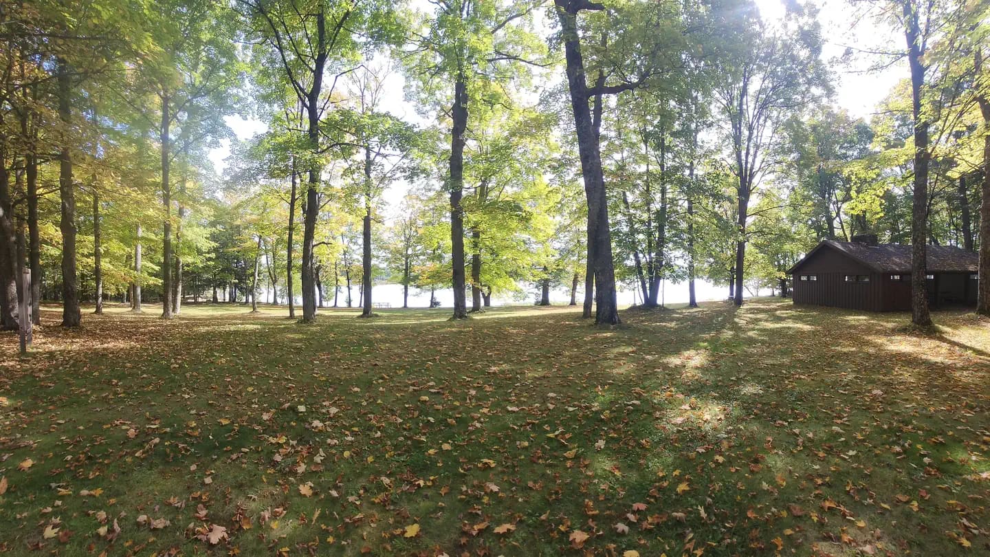 View of Namekagon campground and pavilion.